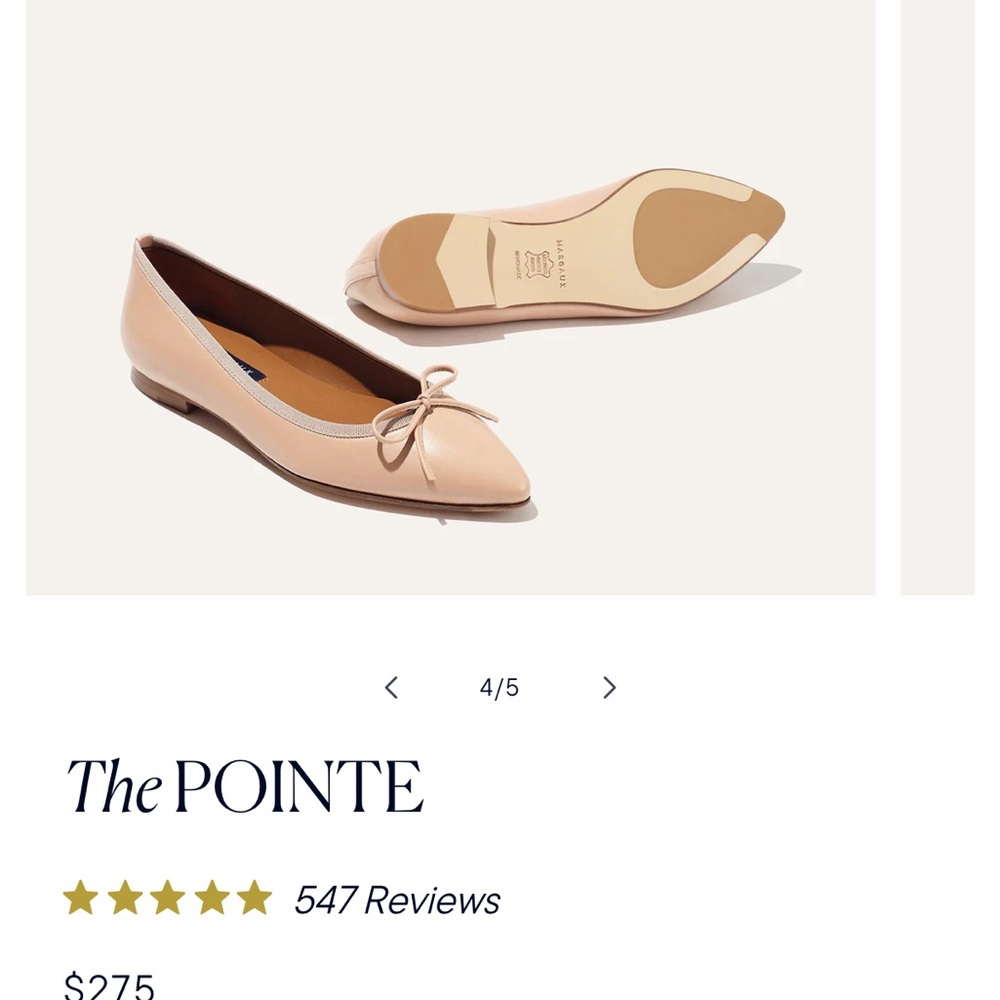 Margaux Women's Cream Ballet Flats - 7 Narrow - Picture 8 of 9